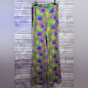 IAMGIA Floral Print Pants Tie Waist Wide Flare Leg Size  Small